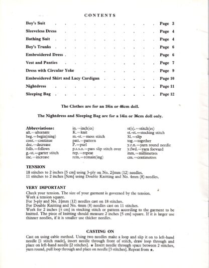HAYFIELD DOLL'S CLOTHES VINTAGE KNITTING BOOKLET 7015 - Image 2