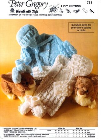 PETER GREGORY 731 KNITTING PATTERN FOR PREMATURE/TINY BABIES