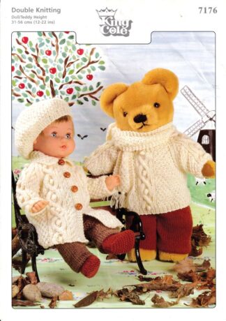 KING COLE 7176 DOLL/ BABY KNITTING PATTERN