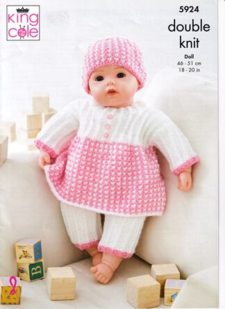 KING COLE 5924 DOLL KNITTING PATTERN